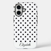 Black and White Polka Dot Personalized Name Case-Mate iPhoneケース (裏面)
