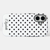 Black and White Polka Dot Personalized Name Case-Mate iPhoneケース (裏面 (横))