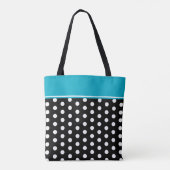 Black and White Polka Dot With Azure Blue Monogram トートバッグ (裏面)