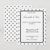 Black and White Polka dots wedding Invitation 招待状 (正面/裏面)