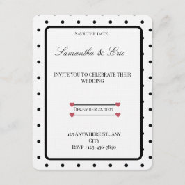 Black and White Polka dots wedding Invitation 招待状