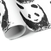 Black and White Pop Art Panda Christmas Gift Wrap ラッピングペーパー (ロールコーナー)