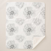 Black and White Poppy シェルパブランケット (正面)