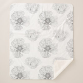 Black and White Poppy シェルパブランケット