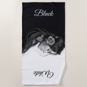 Black and white portrait of beautiful woman art ビーチタオル (正面)