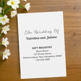Black and White Portrait Wedding Gift Registry エンクロージャーカード