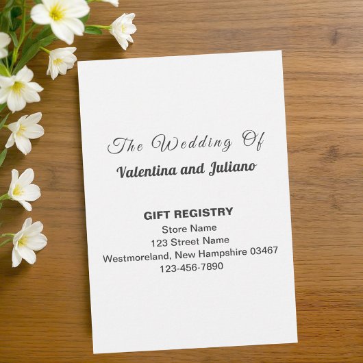 Black and White Portrait Wedding Gift Registry エンクロージャーカード