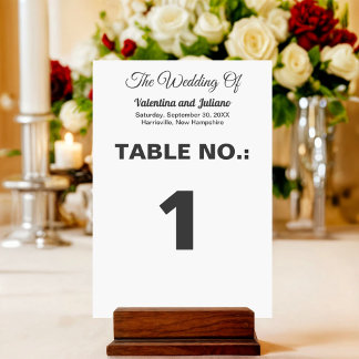 Black and White Portrait Wedding Table Number テーブルナンバー