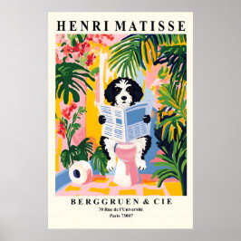 Black and White Portuguese Water Dog Print ポスター