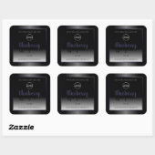 Black and White Product Labels Blue Frame Add Logo スクエアシール (シート)