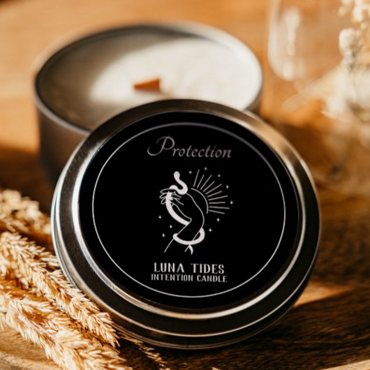 Black And White Protection Intention Candle Label ラウンドシール