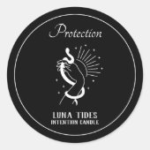 Black And White Protection Intention Candle Label ラウンドシール (正面)