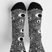 Black and White Psychedelic Design ソックス (上部)