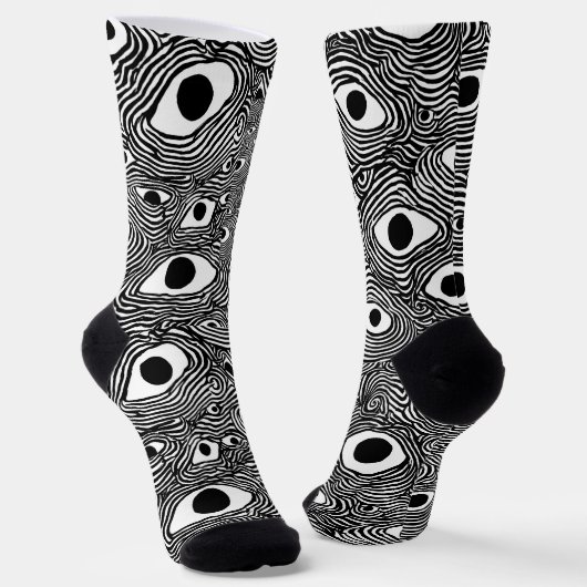 Black and White Psychedelic Design ソックス (傾斜あり)
