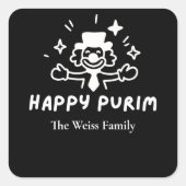 Black and White Purim Label スクエアシール (正面)