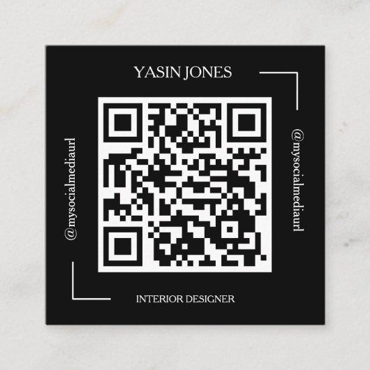 Black and White QR Code Interior Designer スクエア名刺 (正面)