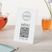 Black and White QR Code Menu Simple Cafe Scan Me 台座サイン (インサイチュ)