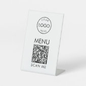 Black and White QR Code Menu Simple Cafe Scan Me 台座サイン (正面)