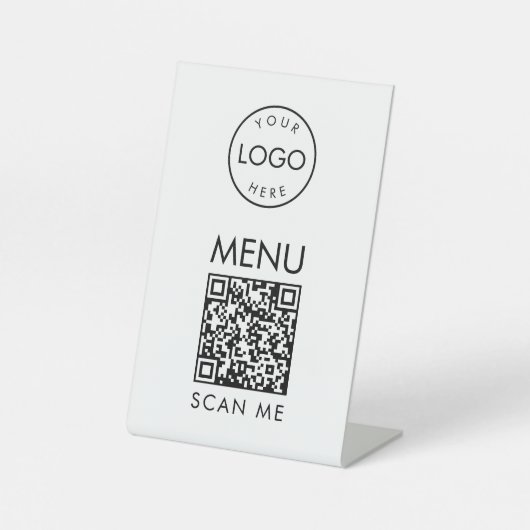 Black and White QR Code Menu Simple Cafe Scan Me 台座サイン (正面)