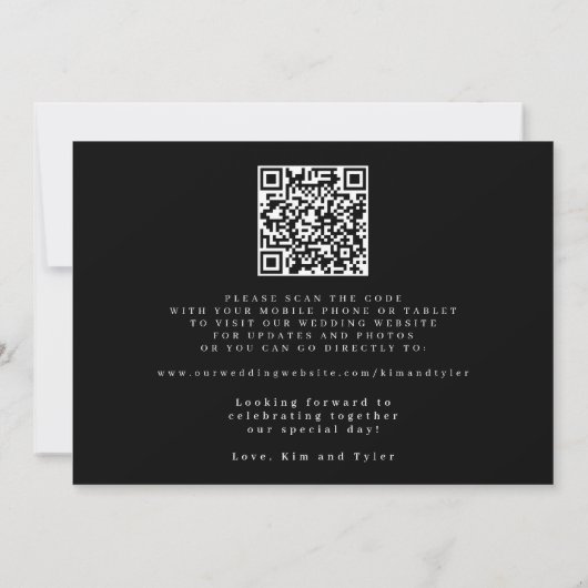 Black and white QR code simple elegant wedding セーブザデート (裏面)