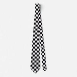 Black and White Racing Silks Checks Derby ネクタイ