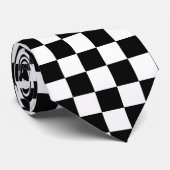 Black and White Racing Silks Checks Derby ネクタイ (ロール)