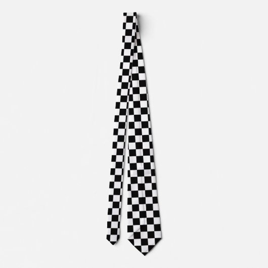 Black and White Racing Silks Checks Derby ネクタイ (裏面)