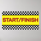 Black and white Racing START finish Line  ポスター (正面)