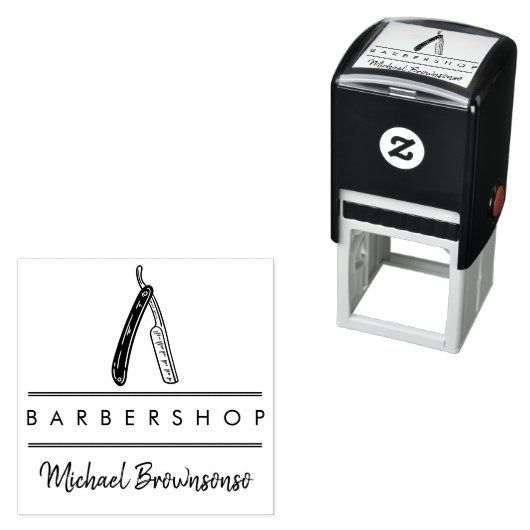 Black and White Razor Barber セルフインキングスタンプ (インサイチュ)