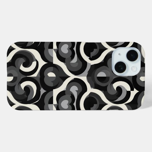 Black and White Retro Abstract Pattern Case-Mate iPhoneケース (裏面 (横))
