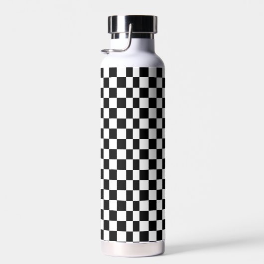 black and white - retro checkerboard  ウォーターボトル (右面)