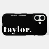 Black and White Retro Typography Personalized Case-Mate iPhoneケース (裏面 (横))