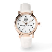 Black and White Retro Vintage Minimal  Monogram 腕時計 (正面)