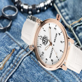 Black and White Retro Vintage Minimal  Monogram 腕時計