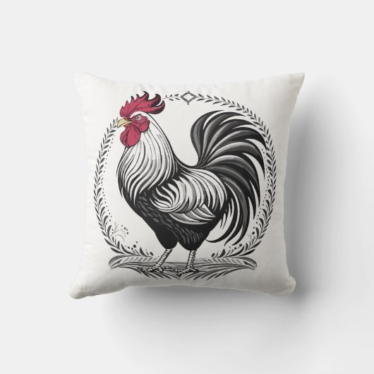 Black and white rooster クッション (裏面)