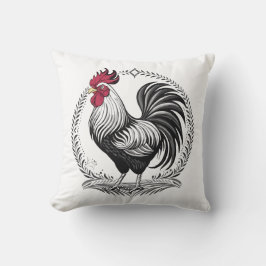 Black and white rooster クッション