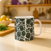 Black and White Rose Mug Linocut Floral Pattern Bo コーヒーマグカップ