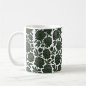 Black and White Rose Mug Linocut Floral Pattern Bo コーヒーマグカップ (左)
