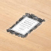 Black and White Roses Gothic Wedding アクリル招待状 (レイダウン)