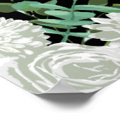 Black and White Roses Gothic Wedding Seating Chart ポスター (角)