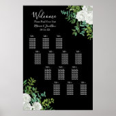 Black and White Roses Gothic Wedding Seating Chart ポスター (正面)