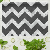 Black and white Rustic Chevron pattern キッチンタオル (折り畳み)