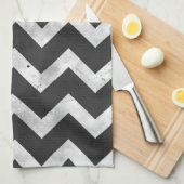 Black and white Rustic Chevron pattern キッチンタオル (四つ折り)