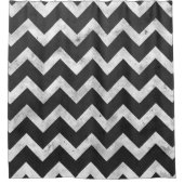 Black and white Rustic Chevron pattern シャワーカーテン (正面)