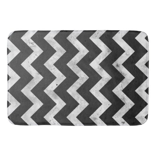Black and white Rustic Chevron pattern バスマット (正面)
