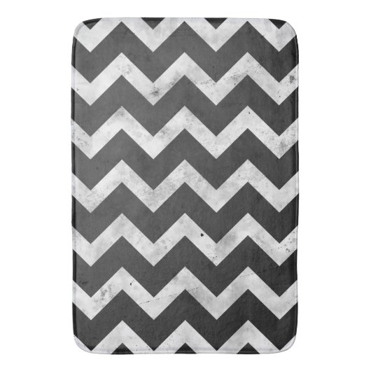 Black and white Rustic Chevron pattern バスマット (正面縦)