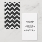 Black and white Rustic Chevron pattern 名刺 (正面/裏面)