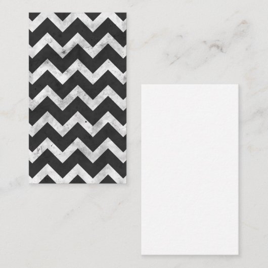 Black and white Rustic Chevron pattern 名刺 (正面/裏面)