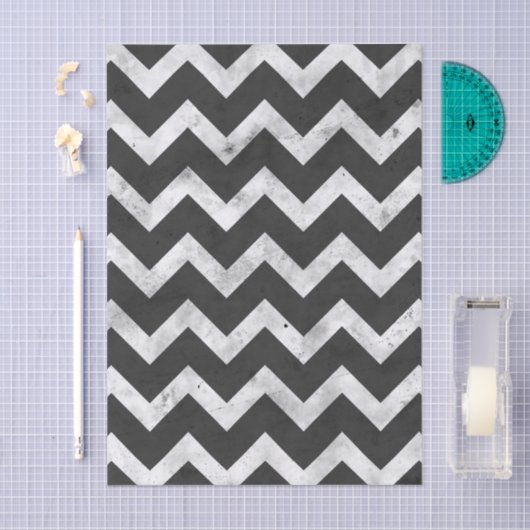Black and white Rustic Chevron pattern 薄葉紙 (クラフト)