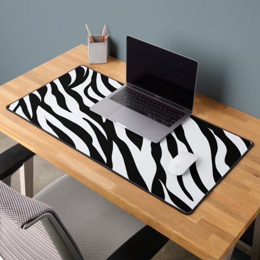 Black and White Safari Zebra Animal Print Desk Mat デスクマット (オフィス2)